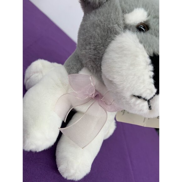 DanDee Small Gray White Terrier Husky Dog Blue White Rabbit Ears Easter Plush St - Picture 2 of 10